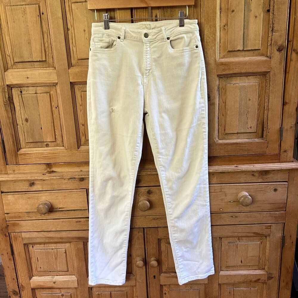 Ann Mashburn White Jeans Denim High Rise Pants Skinny Leg Distressed Womens 28